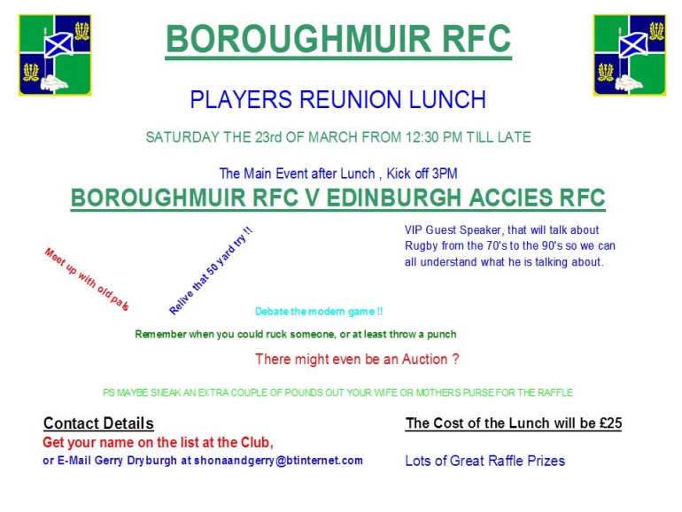 Flyer for PLayers Reunion Lunch